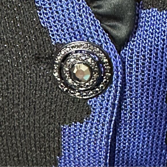 Toula Blue and Black Knit Jacket with Ruffles Sz 6 NWT - Picture 8 of 14